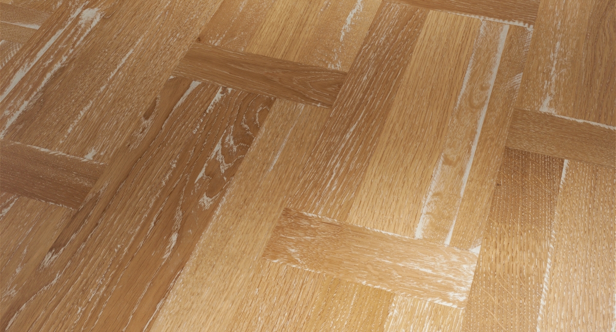 Parador Parkett Trendtime 9 Eiche Weiß Vintage Flechtmuster Zoom